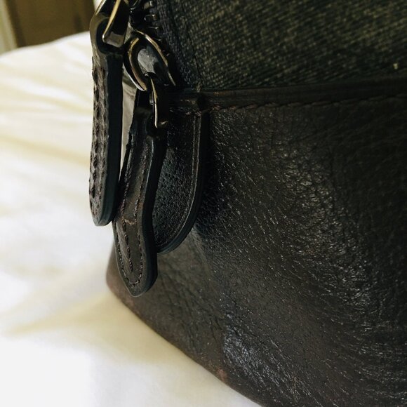 TUMI Business Bag Satchel Large Leather Villa Nivelle Zips Tags Grey Brown - Picture 6 of 16